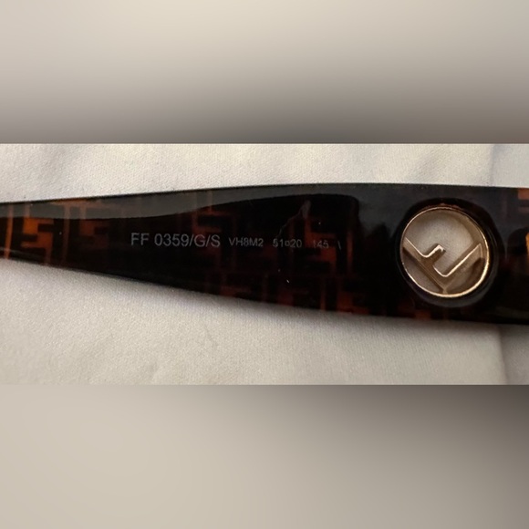 FENDI Havana HOT 🔥 Signature Logo Sunglasses Brown&Gold Open-F 100% Authentic - Picture 8 of 11